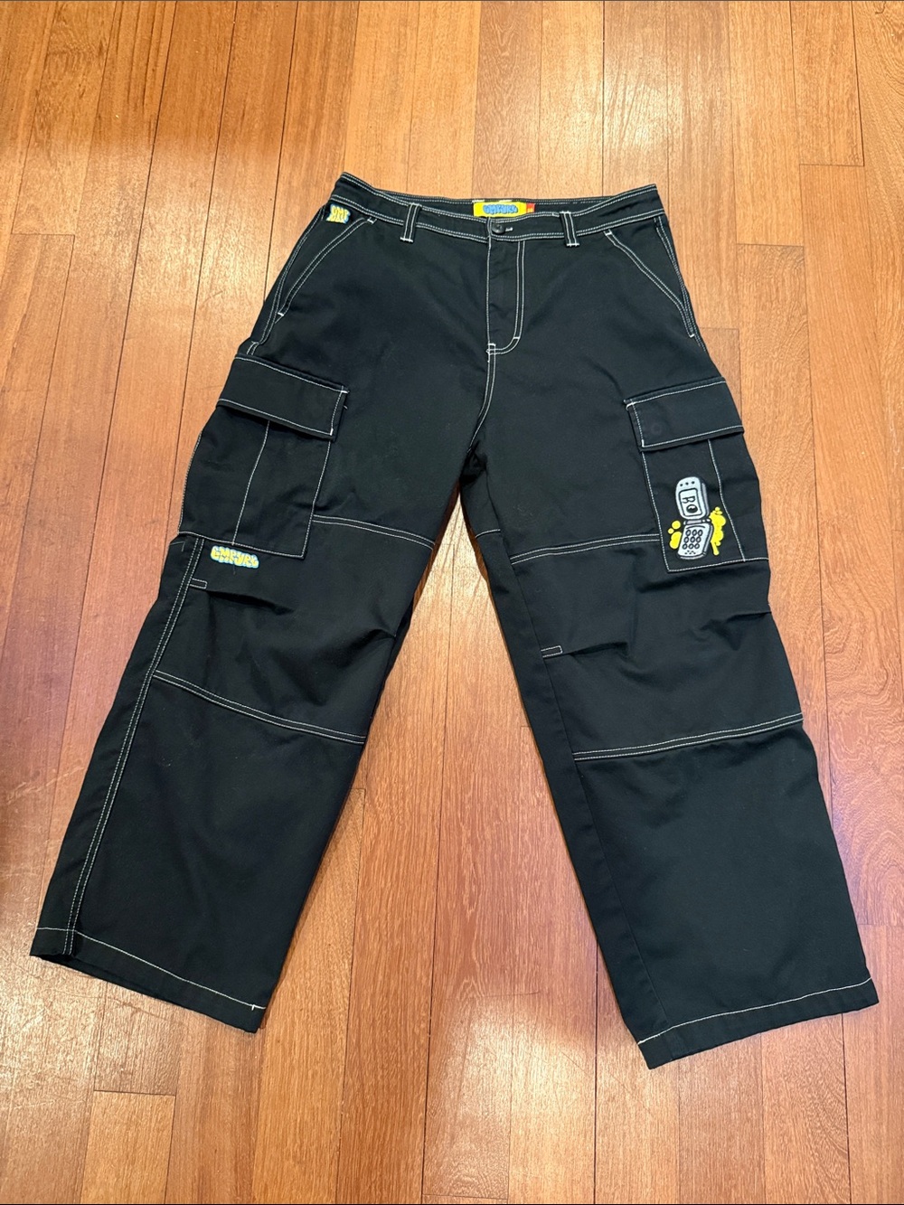 Empyre Black Cargo Pants Y2K Skate Utility Wide Leg Size 30